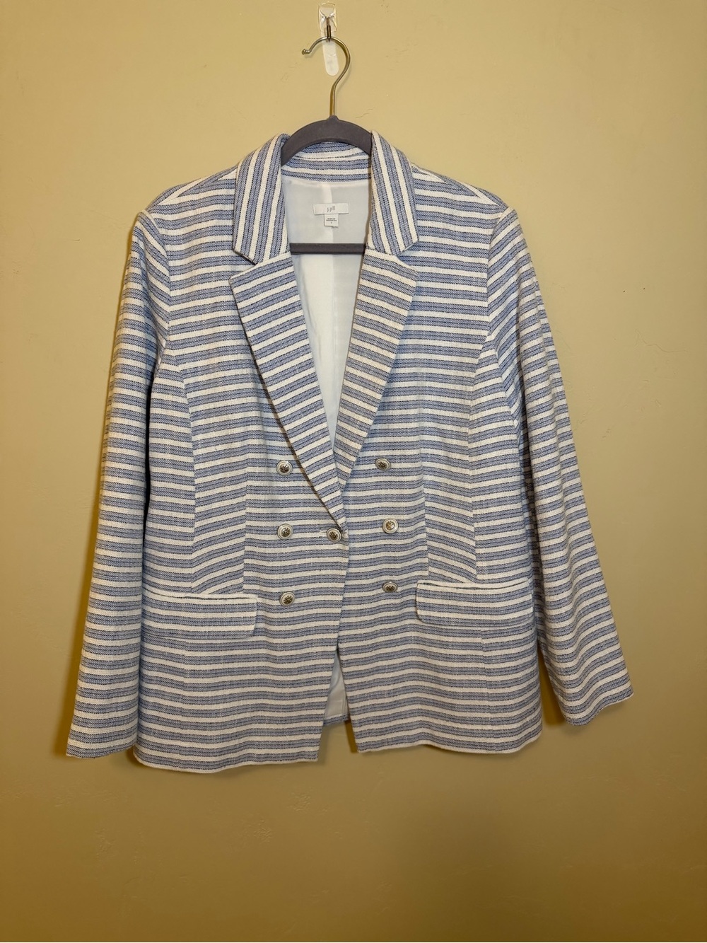 J. Jill Blue & White Striped Double-Breasted Blazer